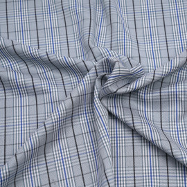 Tissu Prince de Galles bleu palace, gris, noir et blanc - pretty mercerie - mercerie en ligne