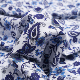 TISSU COTON IMPRIMÉ ANCRE BLEU & BLANC X 10CM