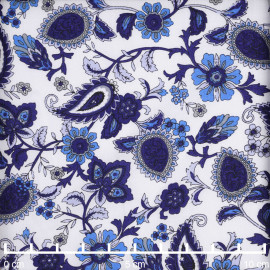 TISSU COTON IMPRIMÉ ANCRE BLEU & BLANC X 10CM