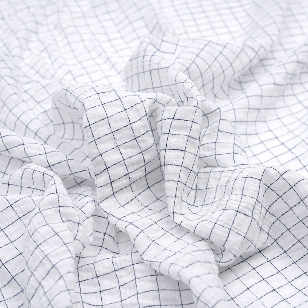 TISSU COTON IMPRIMÉ ANCRE BLEU & BLANC X 10CM