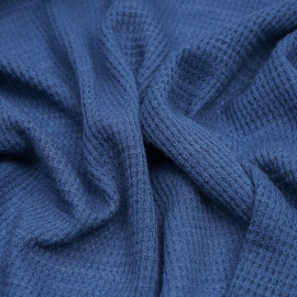 Tissu maille gaufrée provincial blue - pretty mercerie - mercerie en ligne