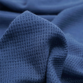 Tissu maille gaufrée provincial blue - pretty mercerie - mercerie en ligne