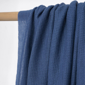 Tissu maille gaufrée provincial blue - pretty mercerie - mercerie en ligne