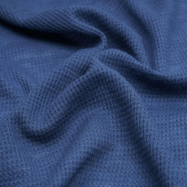 Tissu maille gaufrée provincial blue - pretty mercerie - mercerie en ligne