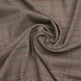 Tissu Prince de Galles marron, beige et orange rust - pretty  mercerie - mercerie en ligne