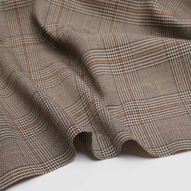 Tissu Prince de Galles marron, beige et orange rust - pretty  mercerie - mercerie en ligne