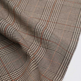 Tissu Prince de Galles marron, beige et orange rust - pretty  mercerie - mercerie en ligne