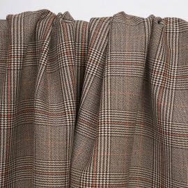 Tissu Prince de Galles marron, beige et orange rust - pretty  mercerie - mercerie en ligne