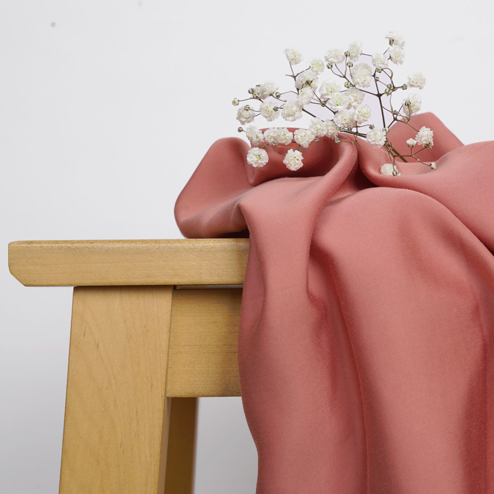 Tissu Tencel rose terra-cotta satiné - pretty mercerie - mercerie en ligne