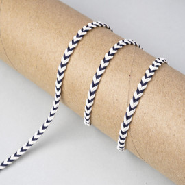 Galon tressé chevron blanc et bleu 5mm - pretty mercerie - mercerie en ligne