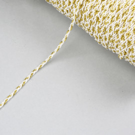 Galon tressé blanc et fil métallique or 3mm - pretty mercerie - mercerie en ligne