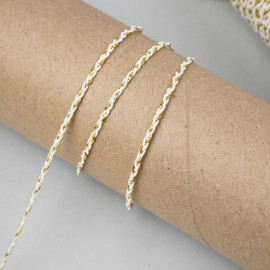 Galon tressé blanc et fil métallique or 3mm - pretty mercerie - mercerie en ligne