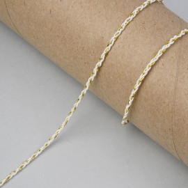 Galon tressé blanc et fil métallique or 3mm - pretty mercerie - mercerie en ligne