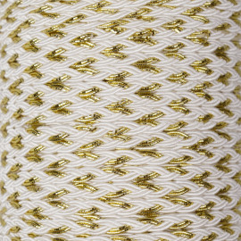 Galon tressé 6 brins blanc et fil métallique or 3mm - pretty mercerie - mercerie en ligne