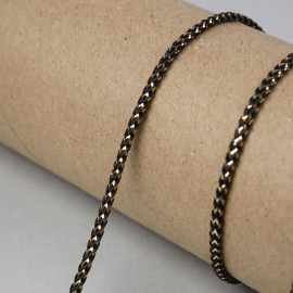 Cordon tressé chevron noir et fil lurex or 4mm - pretty mercerie - mercerie en ligne
