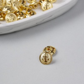 Bouton métal à queue ancre marine doré 15 mm - pretty mercerie - mercerie en ligne