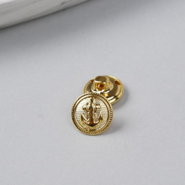 Bouton métal à queue ancre marine doré 15 mm - pretty mercerie - mercerie en ligne
