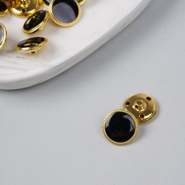 Bouton métal à queue noir liseré tressé doré 19 mm - pretty mercerie - mercerie en ligne