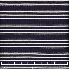 Tissu jersey viscose côtelé et rayé bleu marine, blanc et fil lurex or - pretty mercerie - mercerie en ligne