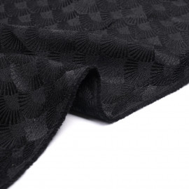 tissu jacquard bleu marine sergé à motif abstrait satiné X 10 CM