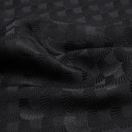 tissu jacquard bleu marine sergé à motif abstrait satiné X 10 CM