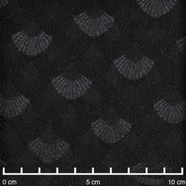 Tissu jacquard noir satiné à motif éventail - pretty mercerie - mercerie en ligne
