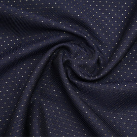 tissu jacquard bleu marine sergé à motif abstrait satiné X 10 CM