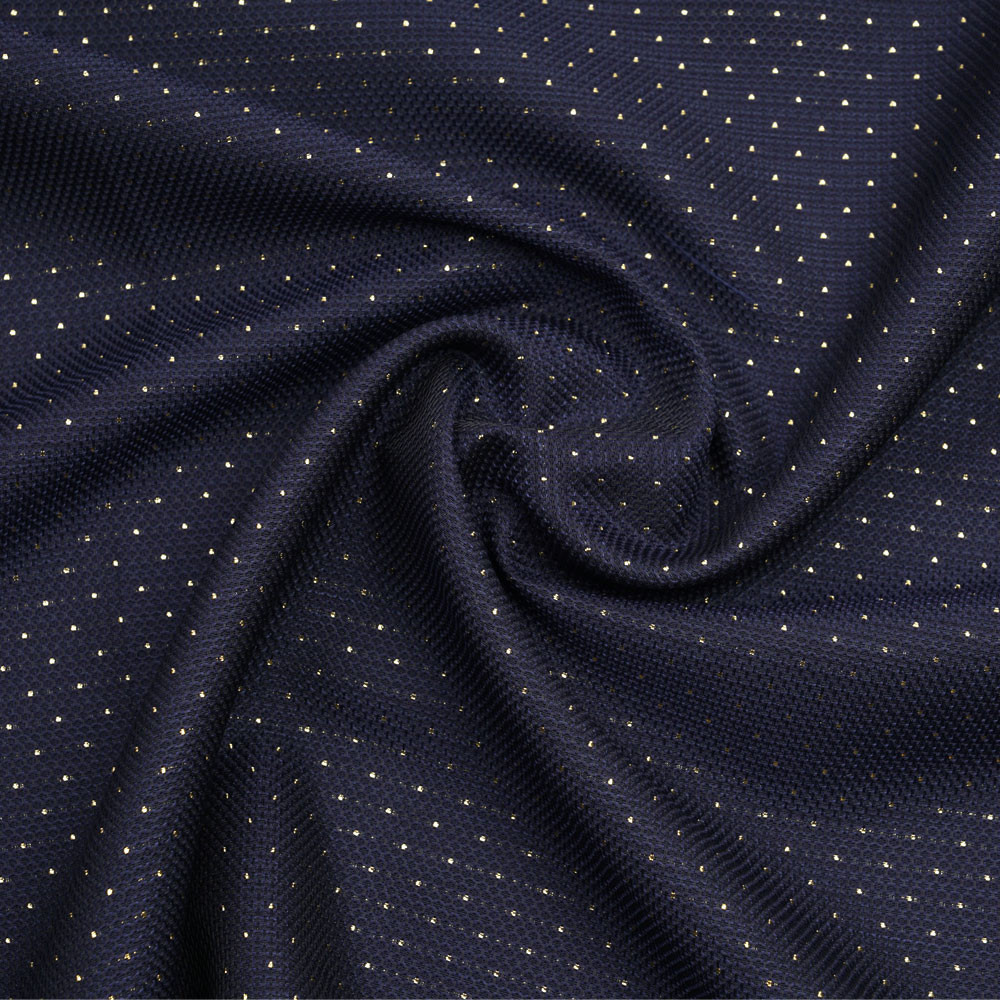 tissu jacquard bleu marine sergé à motif abstrait satiné X 10 CM