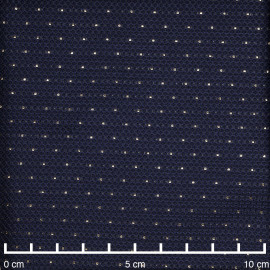 Tissu jacquard bleu nuit à motif nid d'abeille et points dorés - pretty mercerie - mercerie en ligne