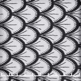 Tissu mousseline noir à motif éventail brodé  - pretty mercerie - mercerie en ligne