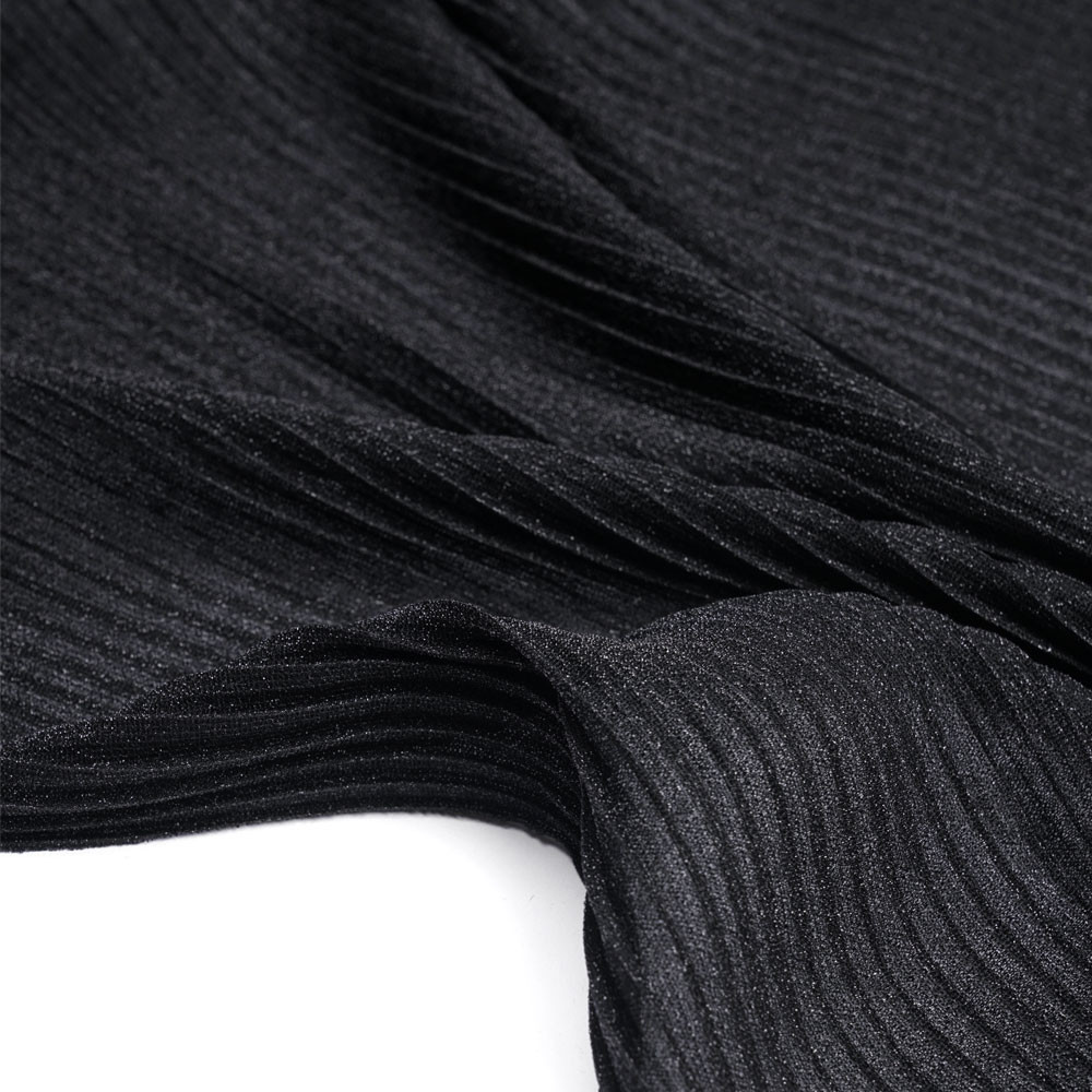 Tissu plissé noir irisé - mercerie en ligne - pretty mercerie 