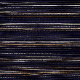 Tissu plissé bleu satiné à motif imprimé doré - mercerie en ligne - pretty mercerie 