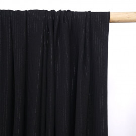Tissu crêpe noir à rayures lurex noir  - pretty mercerie - mercerie en ligne