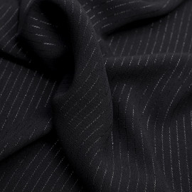 Tissu crêpe noir à rayures lurex noir  - pretty mercerie - mercerie en ligne
