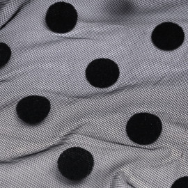 Tissu mousseline noir à motif pois velours - mercerie en ligne - pretty mercerie 