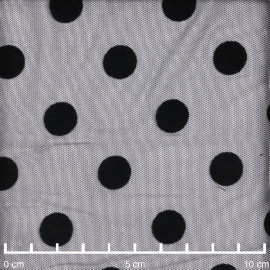 Tissu mousseline noir à motif pois velours - mercerie en ligne - pretty mercerie 