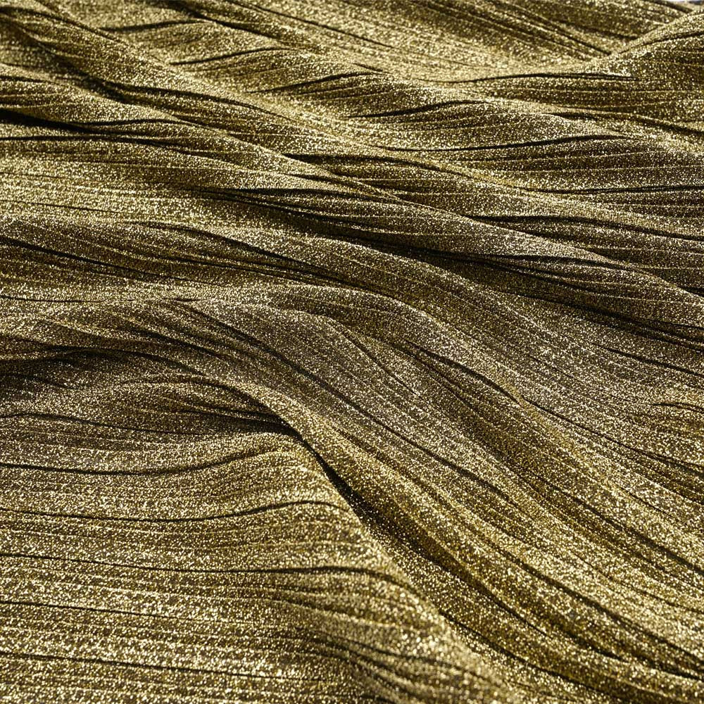 Tissu plissé pailleté doré - pretty mercerie - mercerie en ligne
