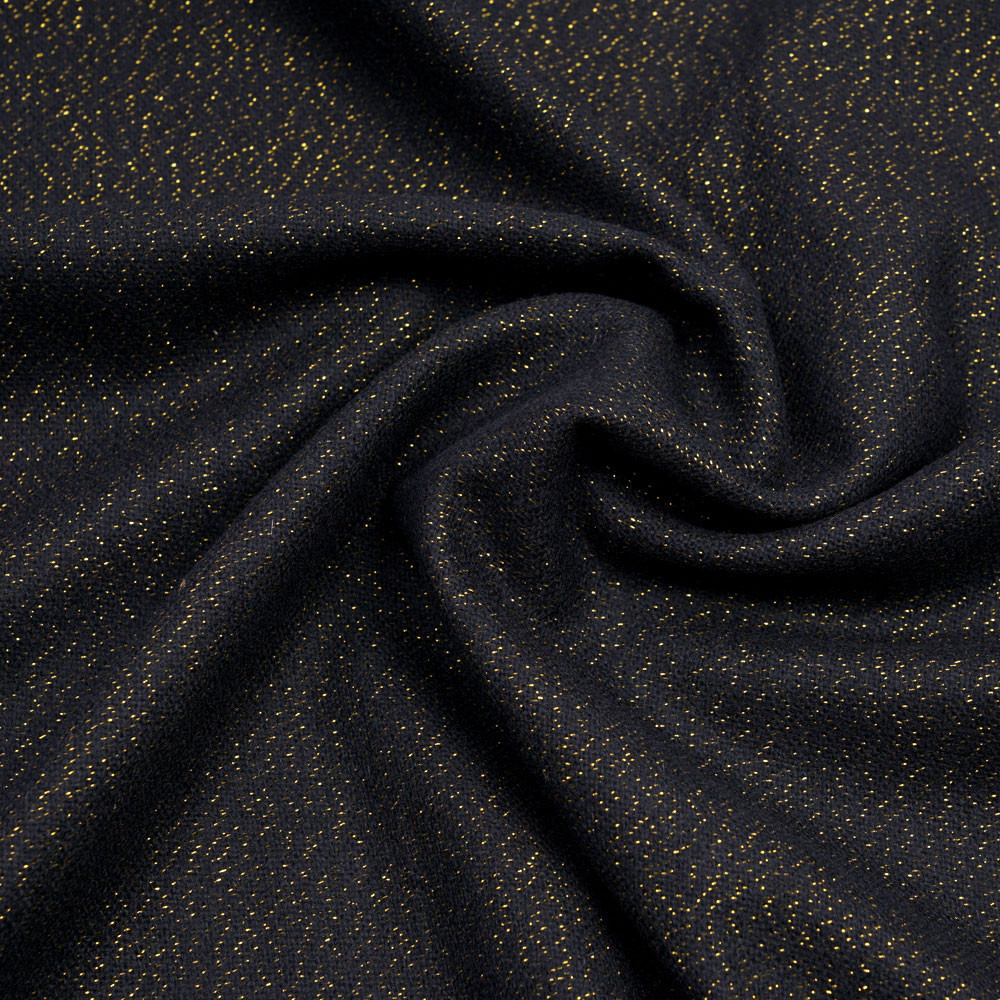 Tissu lainage noir et fil lurex doré - pretty mercerie - mercerie en ligne