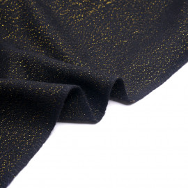 Tissu lainage noir et fil lurex doré - pretty mercerie - mercerie en ligne