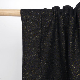 Tissu lainage noir et fil lurex doré - pretty mercerie - mercerie en ligne