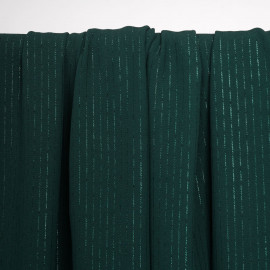 Tissu crêpe vert evergreen à rayures lurex vert - pretty mercerie - mercerie en ligne