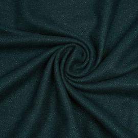 Tissu lainage vert foncé et fil lurex argenté - pretty mercerie - mercerie en ligne
