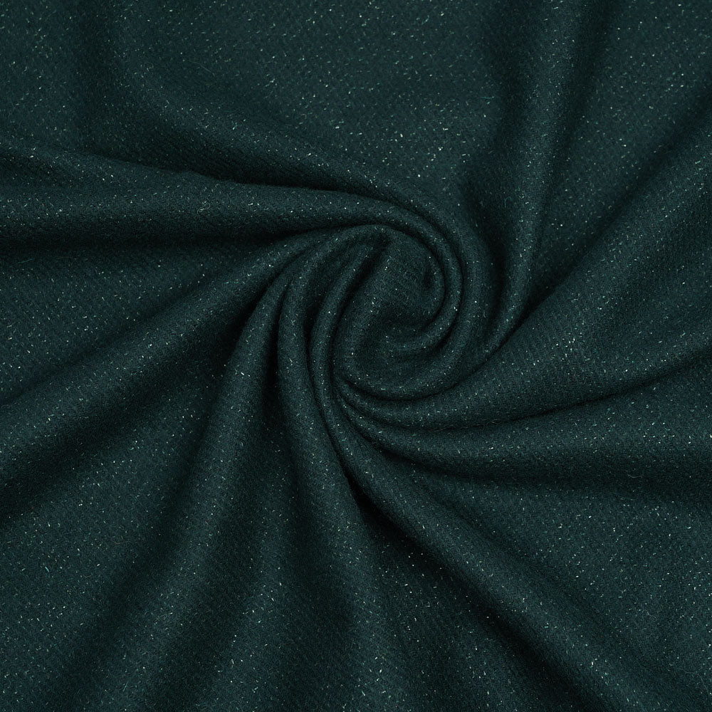 Tissu lainage vert foncé et fil lurex argenté - pretty mercerie - mercerie en ligne