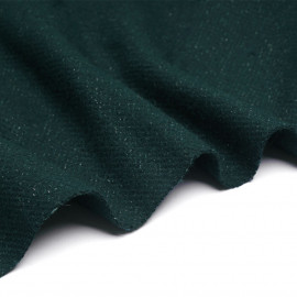 Tissu lainage vert foncé et fil lurex argenté - pretty mercerie - mercerie en ligne