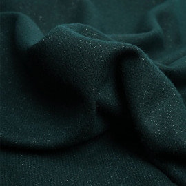 Tissu lainage vert foncé et fil lurex argenté - pretty mercerie - mercerie en ligne