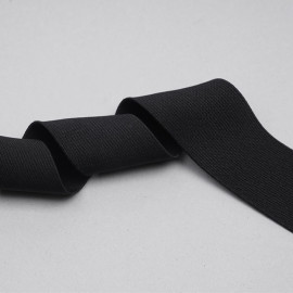 ruban élastique polyester recyclé noir côtelé | Pretty Mercerie | Mercerie en ligne