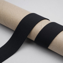 ruban élastique polyester recyclé noir tricoté | Pretty mercerie | mercerie en ligne