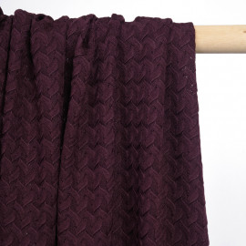 Tissu dentelle burgundy à motif vagues ajourées | pretty mercerie | mercerie en ligne