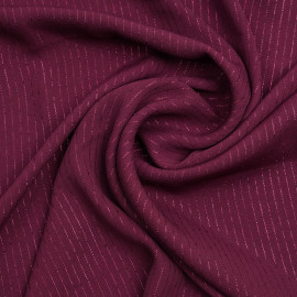 Tissu crêpe tibetan red à rayures lurex | pretty mercerie | mercerie en ligne