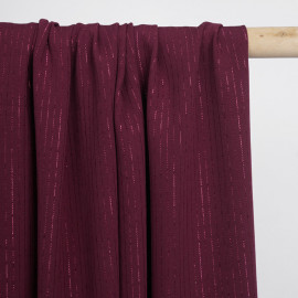 Tissu crêpe tibetan red à rayures lurex | pretty mercerie | mercerie en ligne